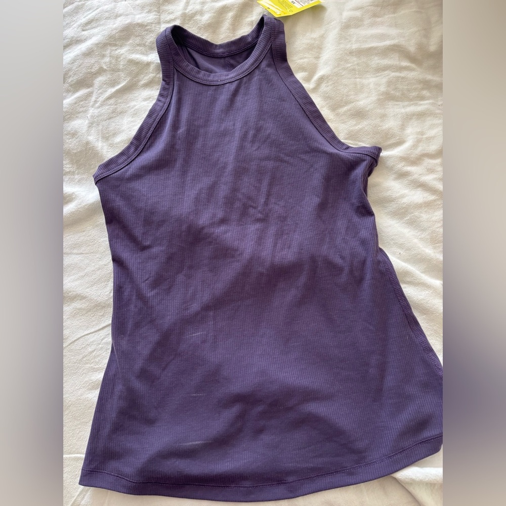 all in motion Purple Ribbed High-Neck Tank Top